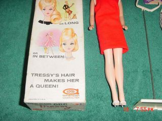 Vintage AMERICAN CHARACTER TRESSY DOLL w/Box Dress Book Key 60s 3