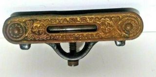 Antique 1896 Stanley Brass Plate Pocket Line Level For Square / Rule