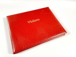 Vintage Dark Red Leather Cathian Visitors Book Hotel Reception Desk Ristorante