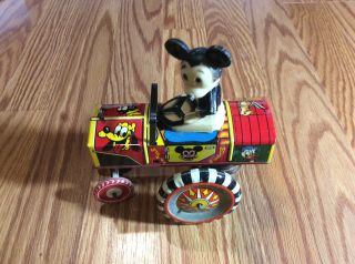 Vintage Marx Toys Tin Litho Mickey Mouse Wind Up Metal Car Antique Disney Toy