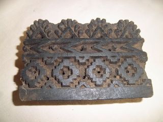 Antique Vintage Indian Wooden Carved Printing Block For Textiles