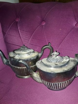 Epns/silver Plate Antique Edwardian Shape Teapot X2