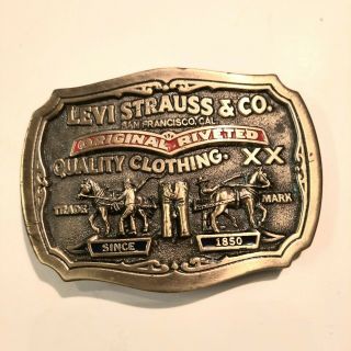 Vintage Belt Buckle Levi Strauss Limited Edition Brass Two Horse Brand