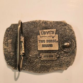 Vintage Belt Buckle Levi Strauss Limited Edition Brass Two Horse Brand 2