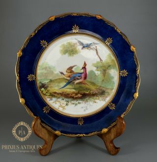 Antique Victorian Staffordshire Porcelain Exotic Birds Pattern Cabinet Plate