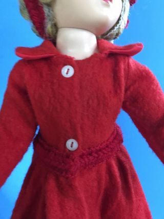 Vintage Cissy Doll Soft Red Coat With Matching Hat 3
