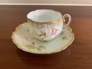 Antique M.  Redon/mr Limoges Teacup/tea Cup & Saucer - Floral/gold Rim