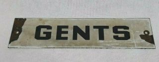 Vintage Antique Men Porcelain Sign Restroom Bathroom " Gents "
