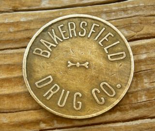 Ca 1905 Bakersfield Drug Co California (kern Co) Drug Store Bottle Go With Token