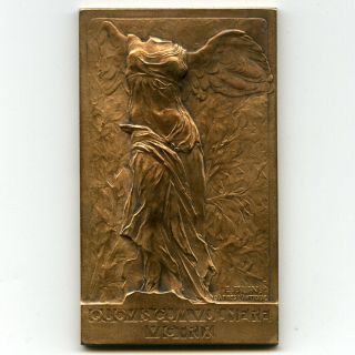 1919 French Winged Victory Nike Of Samothrace Plaque Wwi Medal,  By Edouard Blin