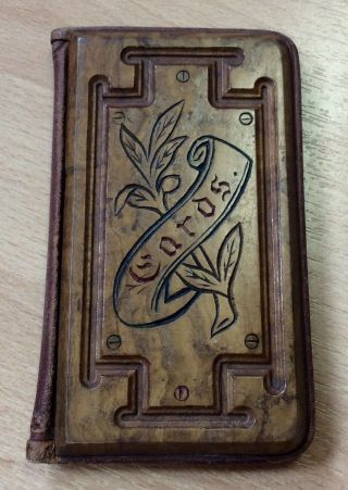 Vintage Carved Wood Business Card Holder From Jerusalem