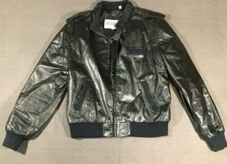Vintage Rugged Leather Wear Cafe Racer Leather Jacket (black) Size 44