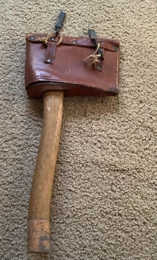 Antique L A Sayre And Company Hatchet Axe With Leather Case Label