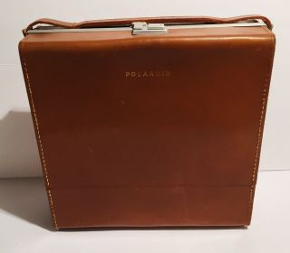 Vintage Polaroid Camera Brown Leather Hard Case With Strap