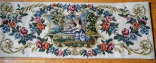 Antique Berlin Woolwork Petit Point Needlepoint Tapestry Hand Stitched Panel19c