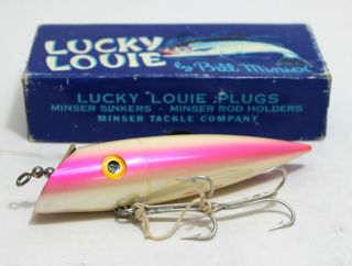Vintage Lucky Louie By Bill Minser Wee Louie Salmon Plug - Pearl Pink -