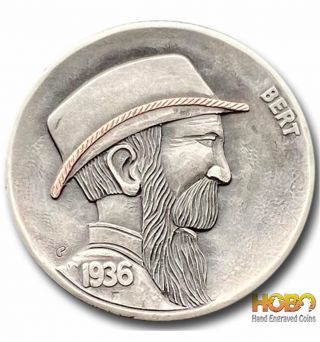 Hobo Nickel Coin 1936 Buffalo " Chin " Hand Engraved Gediminas Palsis