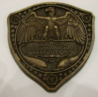 1904 Louisiana Purchase Expo Jack Daniels Gold Medal Bronze Plaque 2.  5x2.  5 "