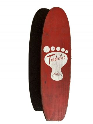 Vintage (1960’s) / Nash Mfg.  / " Tenderfoot " / Wood Skateboard W/ Steel Wheels