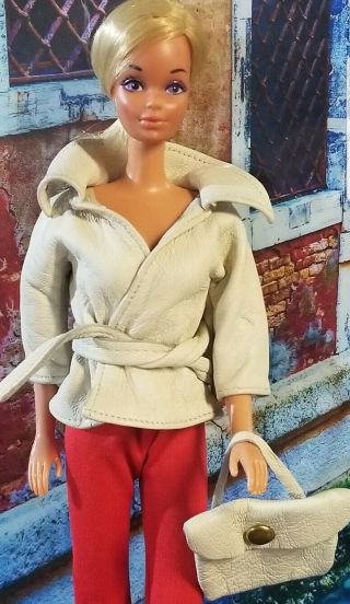 Vintage Barbie Clone Premier Maddie Mod Shillman Leather Jacket W/ Purse