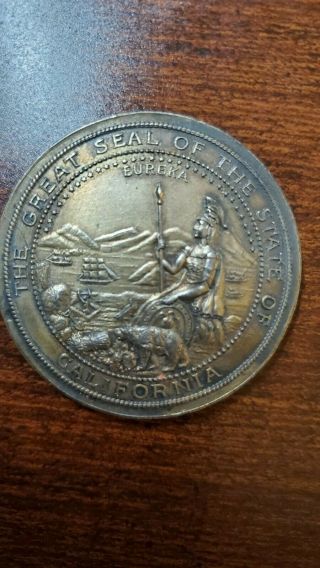 1919 California State Agricultural Society Award Medal Gilt Silver Very Rare