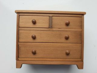 Artisan Made Pine Bedroom Dolls House Chest Of Drawers 1/12 Unsigned