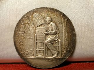 Apiculture Rare Award French Bronze 45mm Medal Beekeeping Apiculture By Rivet