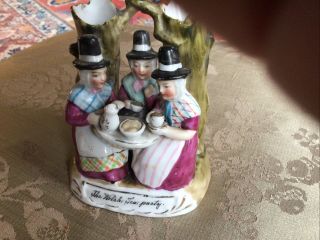 Fairing The Welsh Tea Party In Costume Spill Holder Antique 19th German