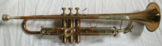 Buescher Aristocrat Trumpet In Case W/7c Mouthpiece Low Pitch Vtg Old Antique