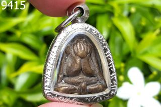Closed Eyes Phra Pit Ta Lp Suang Wat Phrai Phatthana Thai Buddha Amulet 9415a