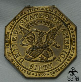 1915 Panama Pacific Expo $50 Gold Slug Souvenir Octagonal Dollar,  Ca Days Of 