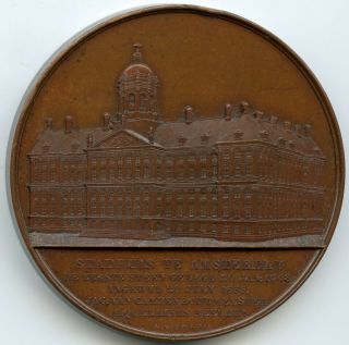 1850 Amsterdam City Hall Stadhuis Architectural Bronze Medal By Wiener