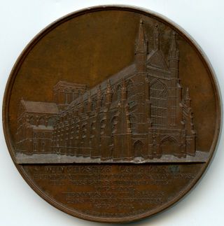 1856 Winchester Cathedral Architectural Bronze Medal By Wiener