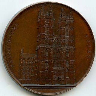 1856 Great Britain Westminster Abbey Architectural Bronze Medal By Wiener