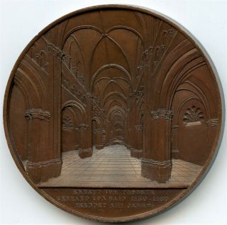1855 Germany Bonn Cathedral Architectural Bronze Medal By Jacques Wiener