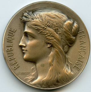 France 1901 Marianne Silvered Bronze Art Medal By Hercule 50mm 60g