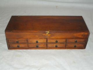 Antique Oak Watchmakers 8 Drawer Collectors Cabinet Work Box For Small Parts