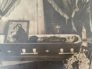 Antique Post Mortem Photo Man In Coffin Funeral Death Postmortem Edwardsville Pa