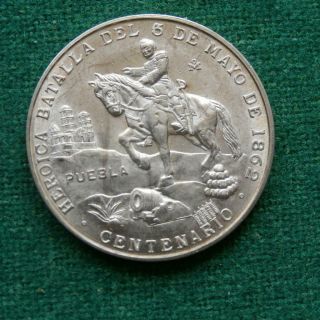 1962 Mexico Medal 5 De Mayo Battle 100th Anniv Silver Unc