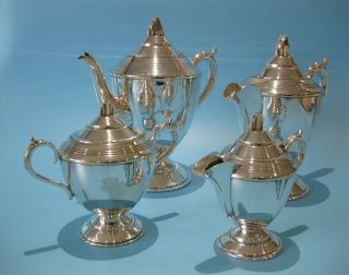Sir John Bennett Silver Plated 4 Piece Art Deco Tea & Coffee Set