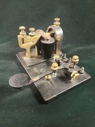 Antique Morse Code Telegraph Key And Sounder On Board E.  F.  Johnson