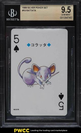 1999 Pokemon Silver Poker Set Nintendo Playing Card Rattata 19 Bgs 9.  5 Gem