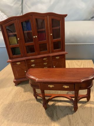Dolls House 12th Scale Vintage Dresser Cabinet Bookcase And Sideboard