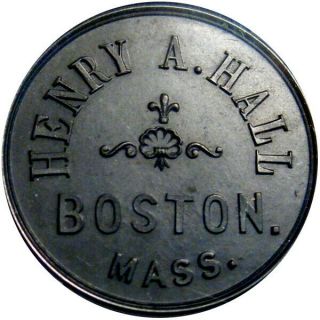 1861 - 68 Boston Massachusetts Hard Rubber Possible Civil War Token Hall Ngc Ms65