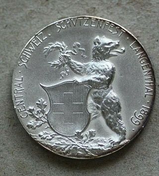 1899 Switzerland Shooting Medal,  Bern Langenthal Silver,  30mm R239b