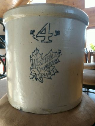 Antique 4 Gallon Western Stoneware Company Crock