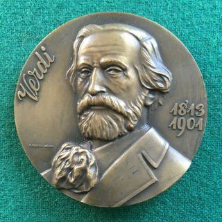 Antique And Rare Bronze Medal Of The Famous Composer Verdi