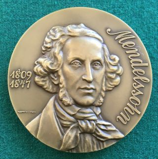 Antique And Rare Bronze Medal Of The Famous Composer Mendelssohn