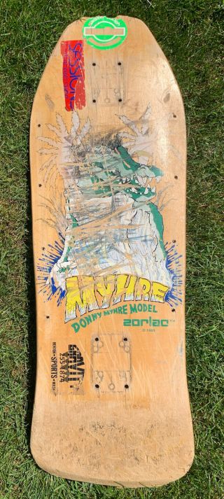 1988 Vintage Zorlac Donny Myhre Model Gator Skateboard Deck