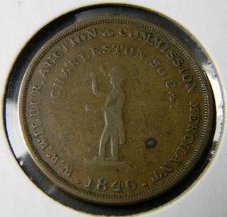 Charleston Sc 1846 W.  W.  Wilbur Slave Merchant Token M Sc - 7 R - 6 (0790)